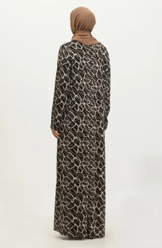 Robe Viscose à Motifs Pierres Grande Taille 4430N-02 Vison Noir 4430N-02