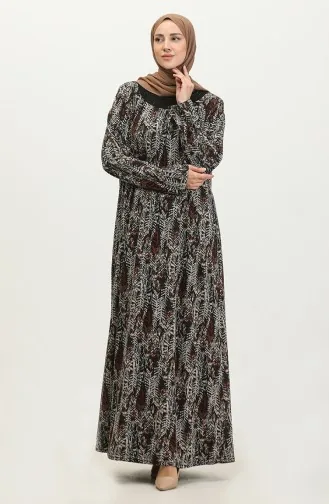 Großes Steingemustertes Viskosekleid 4430D-04 Schwarze Fliese 4430D-04