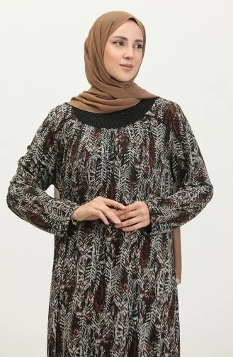 Großes Steingemustertes Viskosekleid 4430D-04 Schwarze Fliese 4430D-04