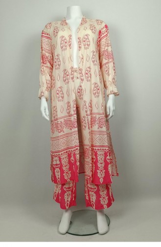 Large Size Patterned Suit Pink Tk235 1251