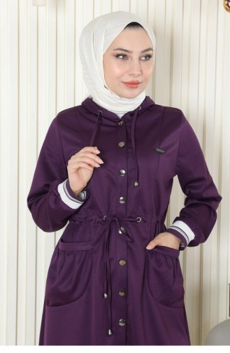 Costume Côtelé à Capuche Violet 19196 15165