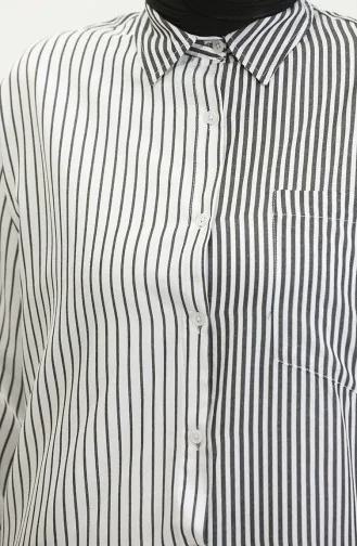 Garniertes Gestreiftes Hemd 4809-02 Schwarz 4809-02