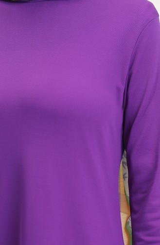 تونيك سادة للمحجبات  8642-02 بنفسجي 8642-02