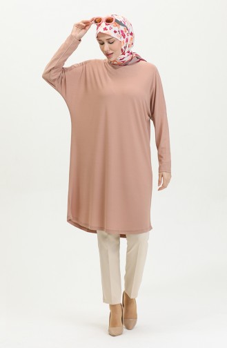 Yarasa Kol Sade Tunik 8682A-02 Pudra