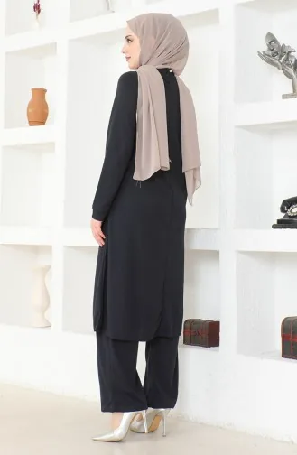 Kolyeli Tunik Pantolon İkili Takım 0580-02 Lacivert