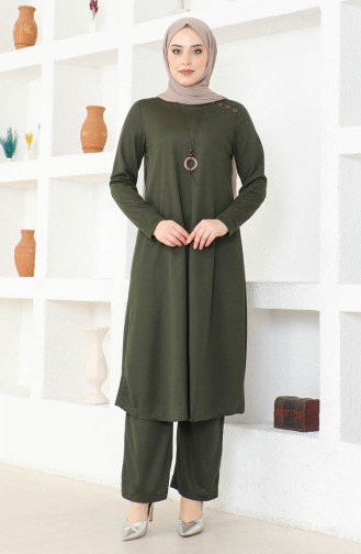 Kolyeli Tunik Pantolon İkili Takım 0580-04 Haki