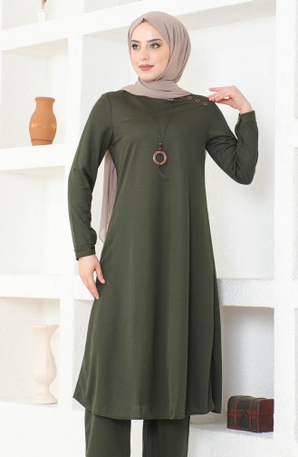 Kolyeli Tunik Pantolon İkili Takım 0580-04 Haki