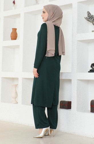 Ensemble Deux Pièces Tunique Pantalon Avec Collier 0580-08 Vert Emeraude 0580-08