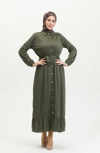 Robe Hijab Boutonnée 2021-05 Kaki 2021-05