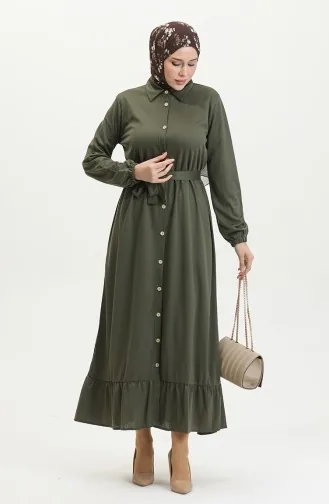 Robe Hijab Boutonnée 2021-05 Kaki 2021-05