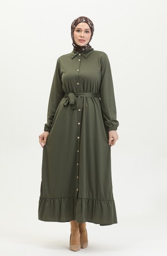 Buttoned Hijab Dress 2021-05 Khaki 2021-05