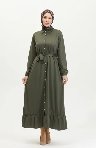 Robe Hijab Boutonnée 2021-05 Kaki 2021-05