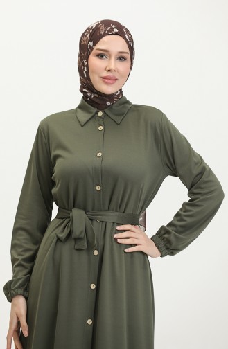 Buttoned Hijab Dress 2021-05 Khaki 2021-05