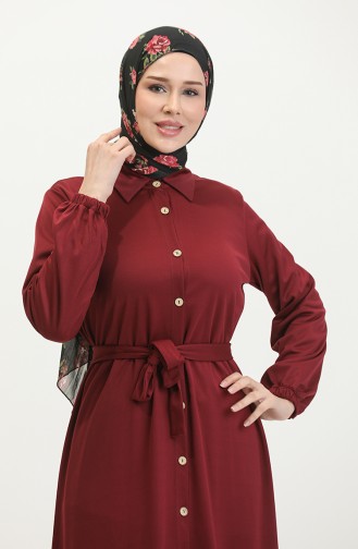 Hijab-jurk Met Knopen 2021-06 Claret Red 2021-06