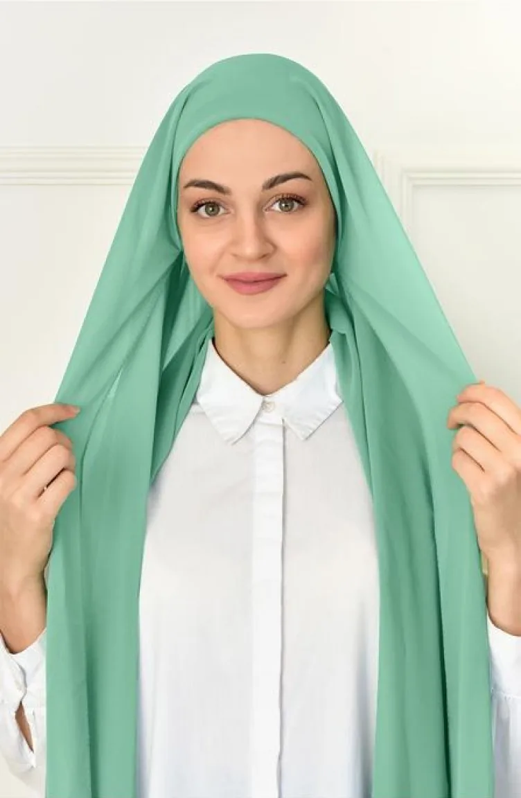 Practical Bonnet Chiffon Shawl Water Green Prtkbone00 058 00_058