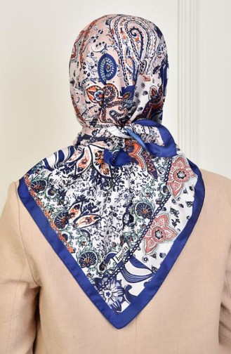 Twill Mixed Pattern Scarf Navy Blue Twillcini 002 002