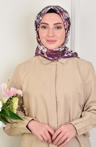 Twill Sjaal Met Gemengd Patroon Plum Twillcini 012 012