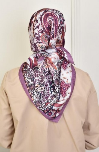 Twill Sjaal Met Gemengd Patroon Plum Twillcini 012 012