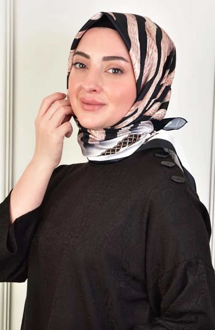 Twill Zebra Desen Eşarp Siyah Twıllzebra 001