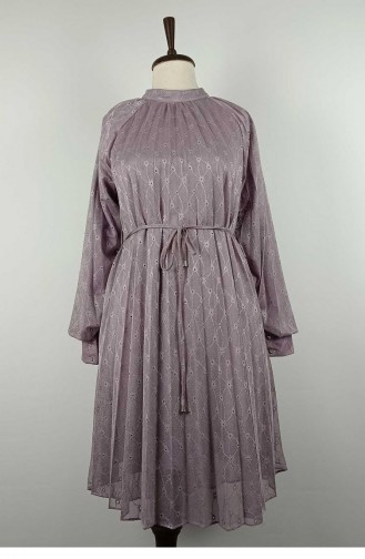 Large Size Lace Pleated Tunic Lilac T1694 1010