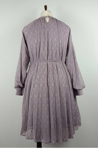 Large Size Lace Pleated Tunic Lilac T1694 1010