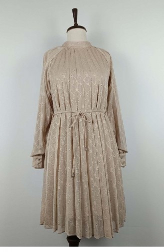 Large Size Lace Pleated Tunic Mink T1694 1012