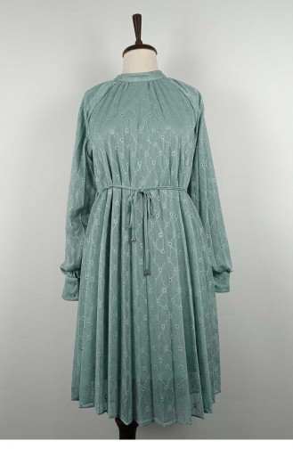Large Size Lace Pleated Tunic Mint T1694 1013