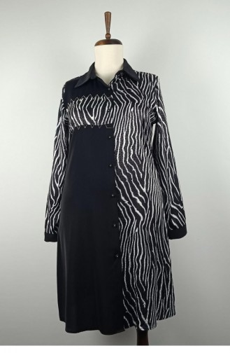 Tunique à Motifs Grande Taille Noire T1682 1016