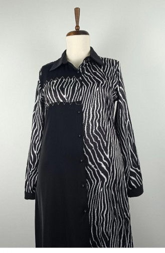 Large Size Patterned Tunic Black T1682 1016