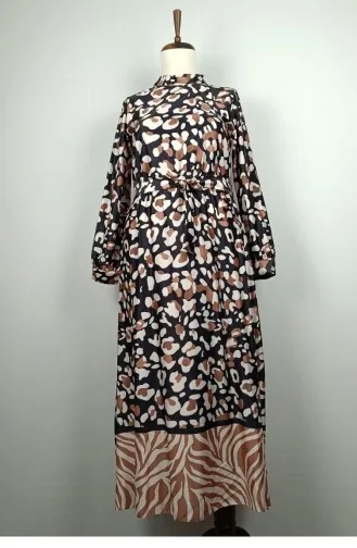 Plus Size Gemustertes Satinkleid Nerz 7815 1018