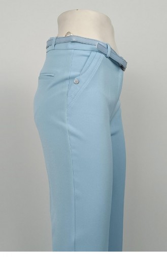 Long Leg Fabric Trousers Baby Blue 3082 1058