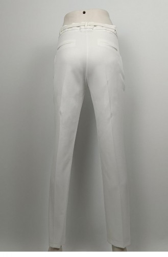 Uzun Paça Kumaş Pantolon Beyaz 3082