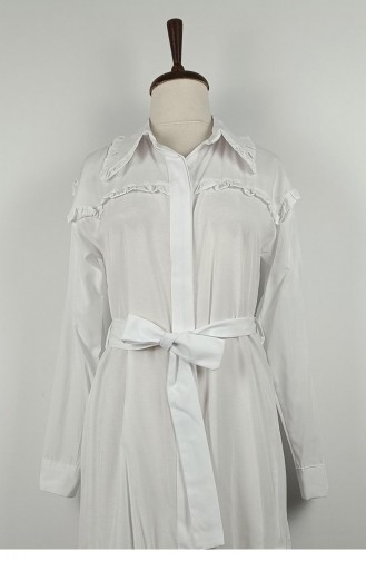 Ruffle Detailed Tunic White T1554 1067