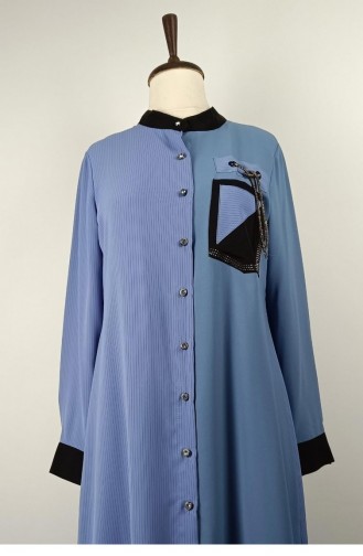 Lace Detailed Striped Tunic Blue G3084 1117