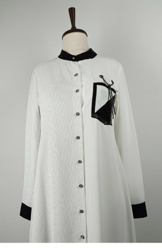 Lace Detailed Striped Tunic White G3084 1118