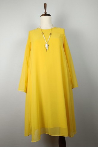 Large Size Chiffon Tunic Yellow T1678 1154