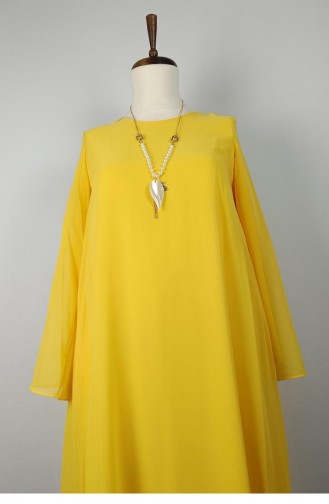 Large Size Chiffon Tunic Yellow T1678 1154