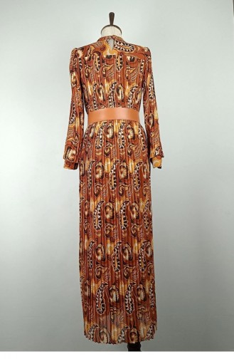 Pleated Chiffon Dress Brick 7686 1193