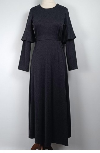 Flounce Detailed Dress Black 7652 301