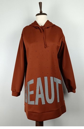 Kapüşonlu Dalgıç Sweatshirt Kiremit T1522