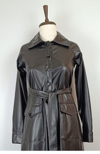 Buttoned Leather Tunic Black T1590 440