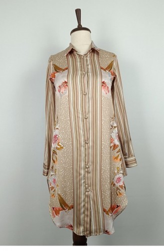 Patterned Stone Embroidered Tunic Mink T1615 790