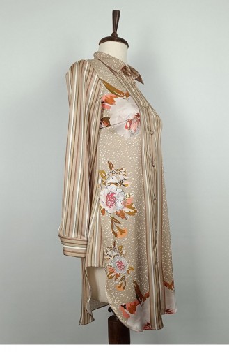 Patterned Stone Embroidered Tunic Mink T1615 790
