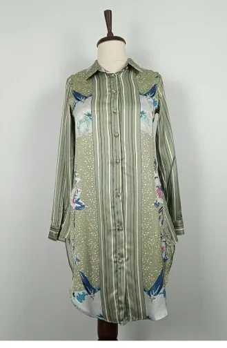 Tunique Brodée De Pierres À Motifs Vert T1615 791