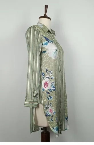Tunique Brodée De Pierres À Motifs Vert T1615 791