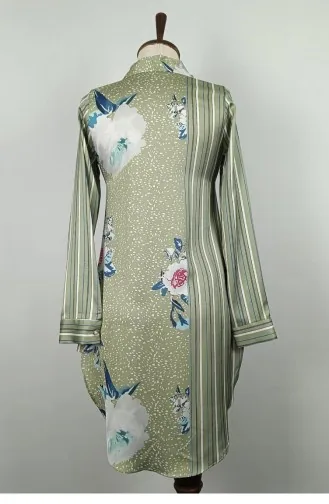 Tunique Brodée De Pierres À Motifs Vert T1615 791