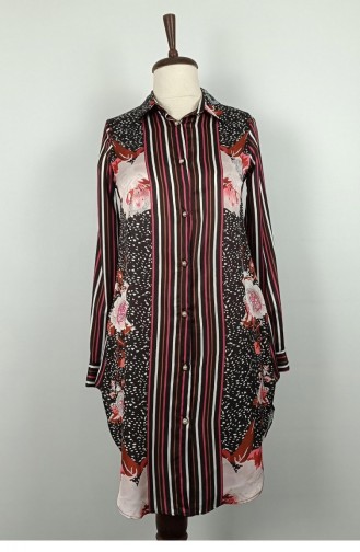 Gemusterte Tunika Mit Steinstickerei Schwarz T1615 792
