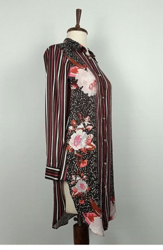Gemusterte Tunika Mit Steinstickerei Schwarz T1615 792