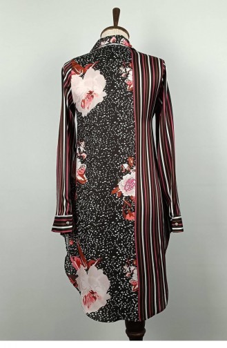 Gemusterte Tunika Mit Steinstickerei Schwarz T1615 792