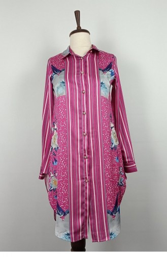 Patterned Stone Embroidered Tunic Fuchsia T1615 793